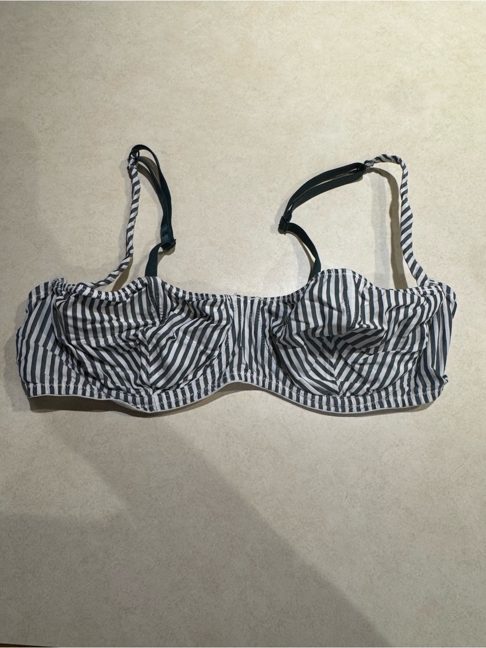 PINK Victoria's Secret green & White Striped Underwire Bra Top